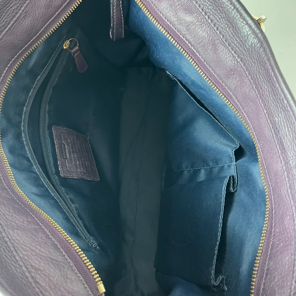 Coach Madison Phoebe Tote Pebbled Leather Plum Shoulder Bag Slouchy Zip Top - Picture 6 of 15